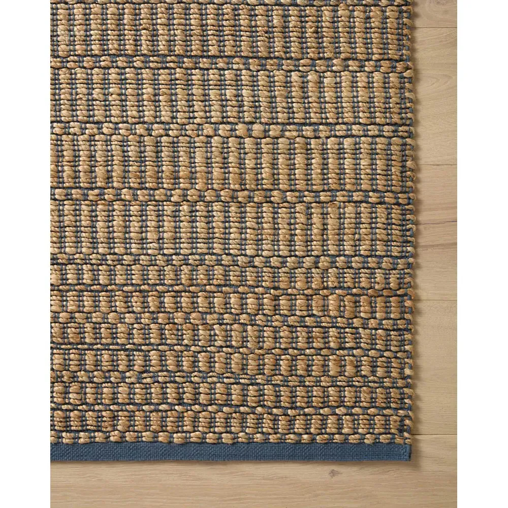 Jorren Linear Patterned Jute Rug Sample - Navy Blue
