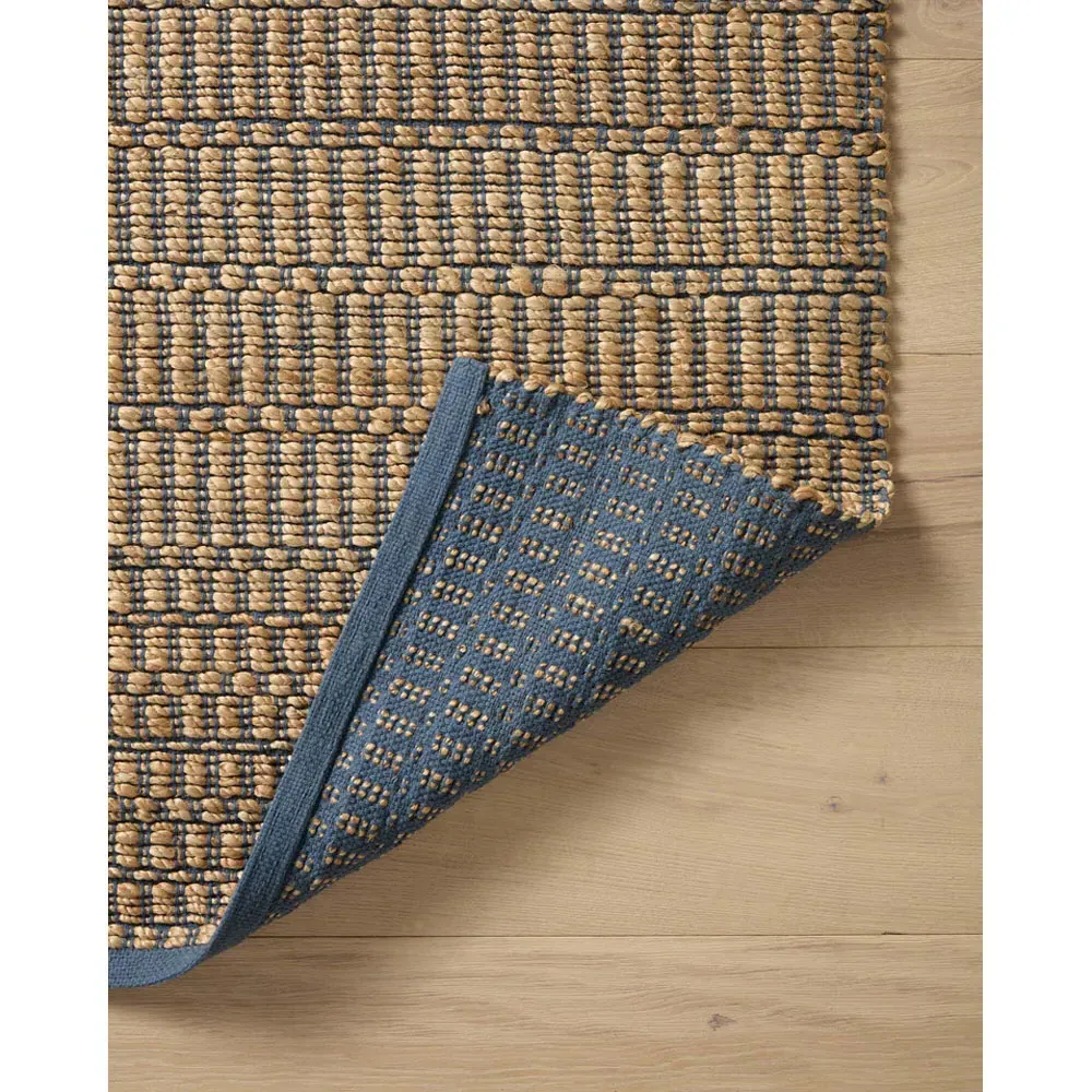 Jorren Linear Patterned Jute Rug Sample - Navy Blue