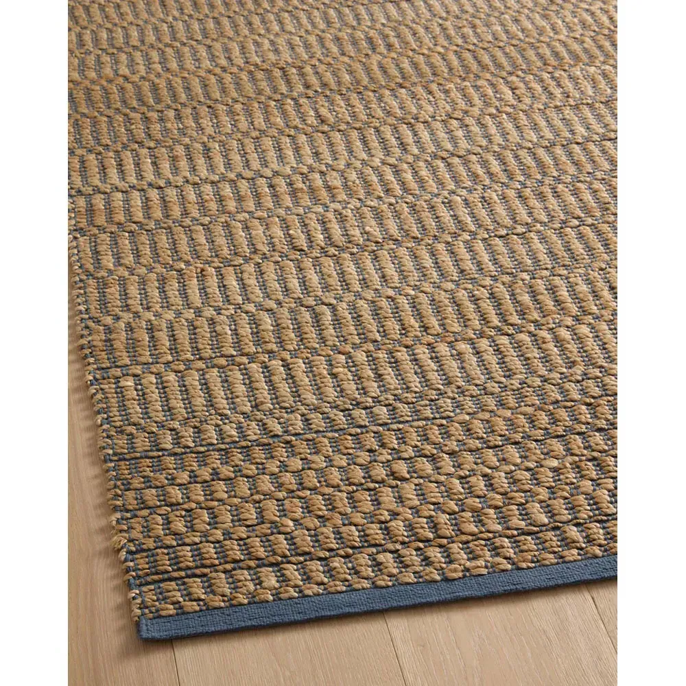 Jorren Linear Patterned Jute Rug Sample - Navy Blue