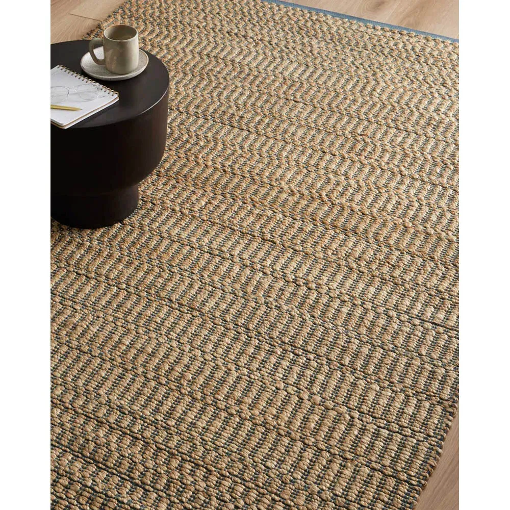 Jorren Linear Patterned Jute Rug Sample - Navy Blue