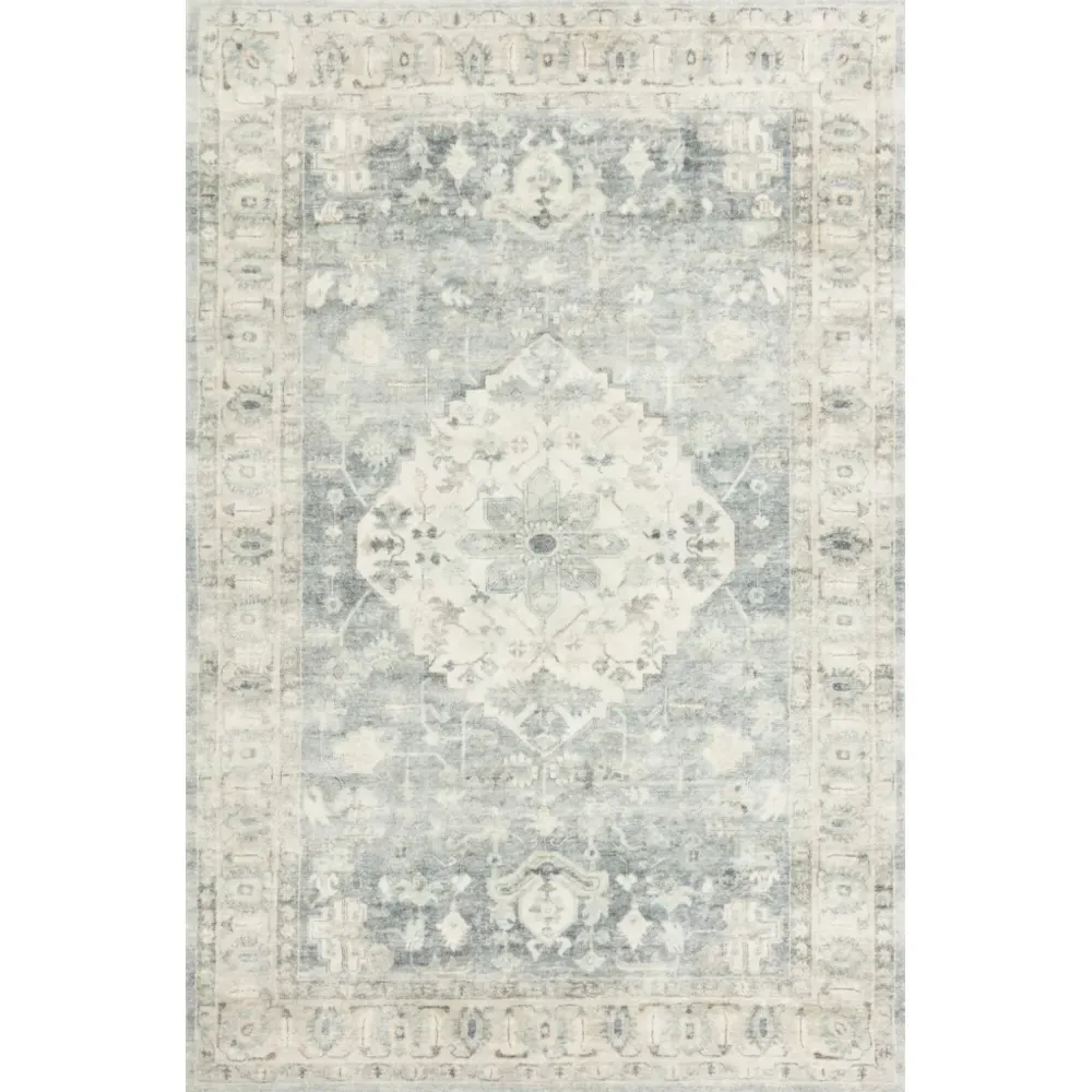 Jorvik Medallion Patterned Rug - Blue, Polyester