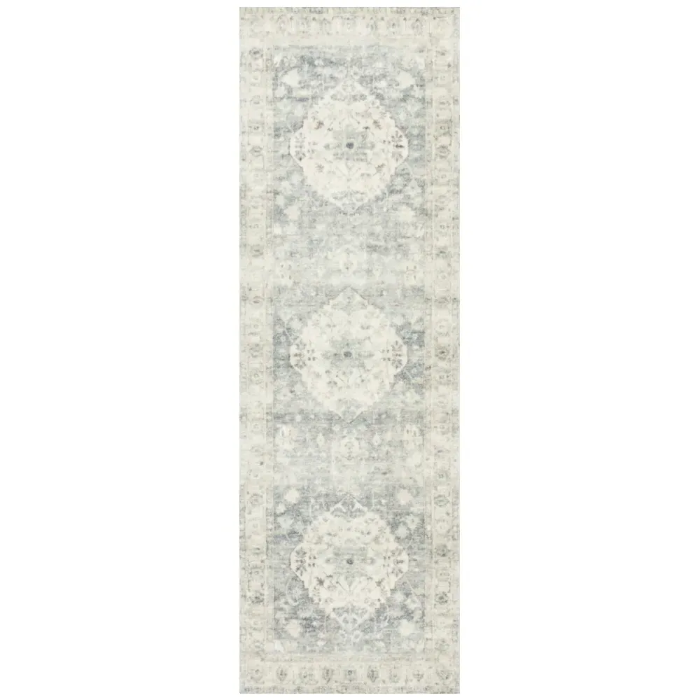 Jorvik Medallion Patterned Rug - Blue, Polyester