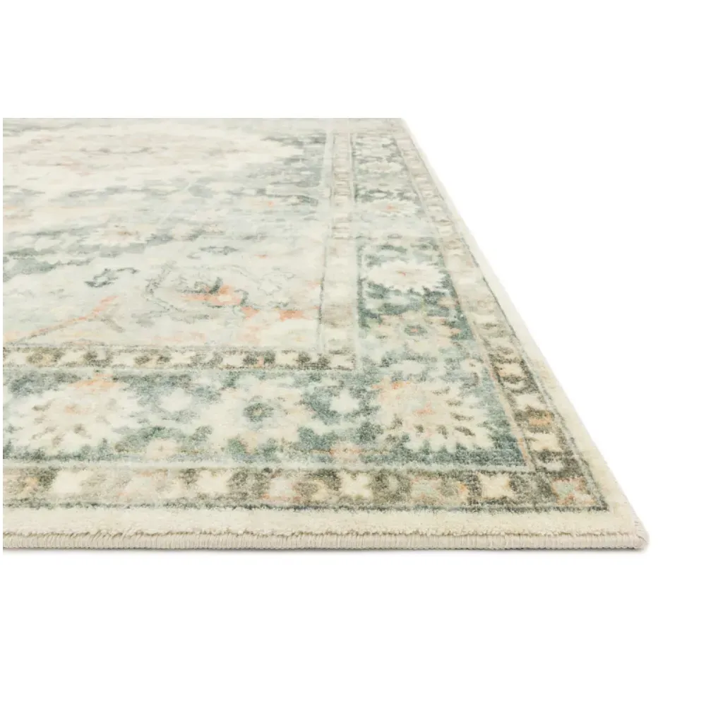 Jorvik Medallion Patterned Rug - Green, Polyester