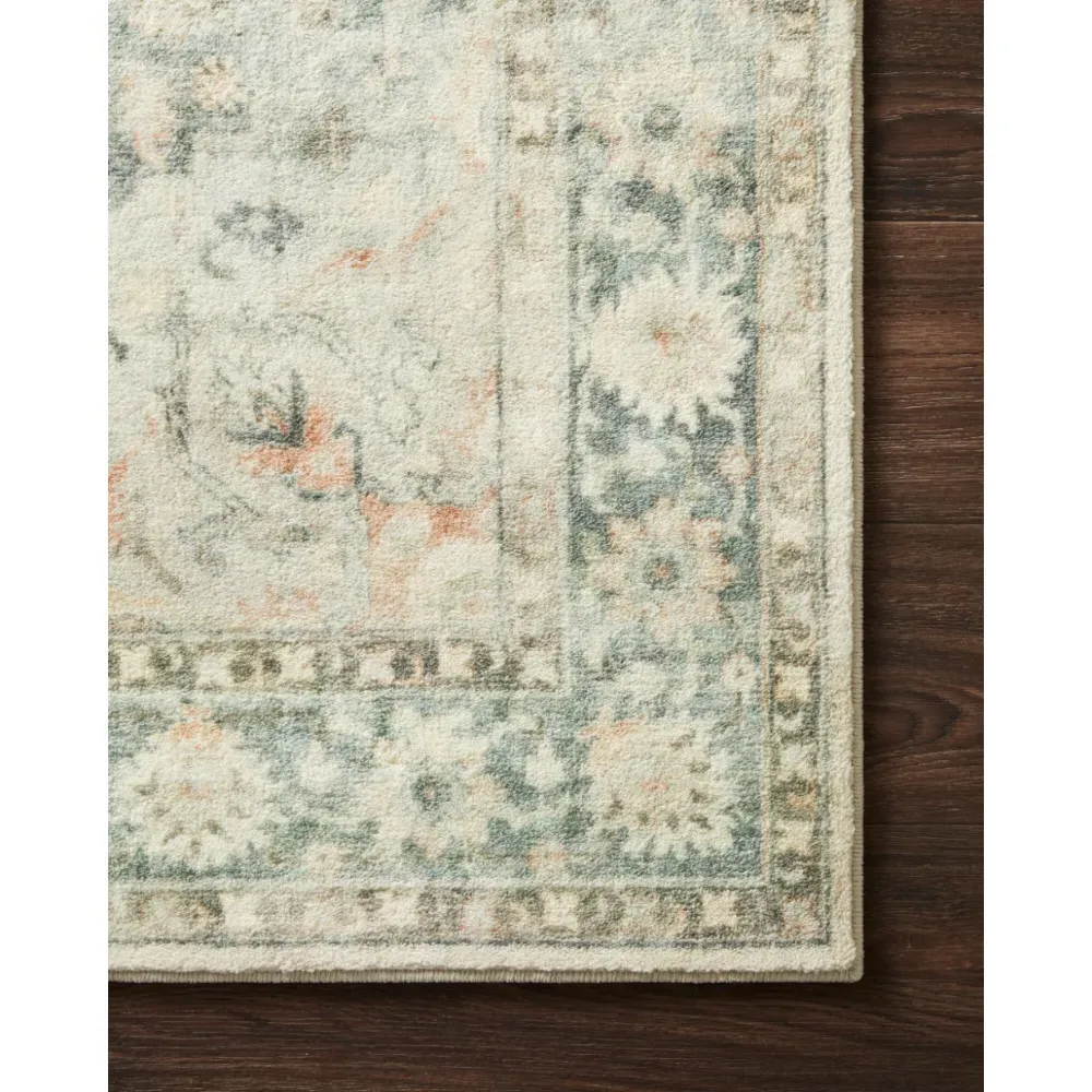 Jorvik Medallion Patterned Rug - Green, Polyester