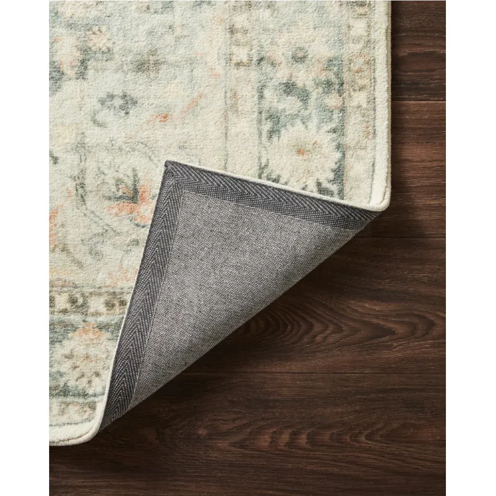 Jorvik Medallion Patterned Rug Runner - Green, Polyester