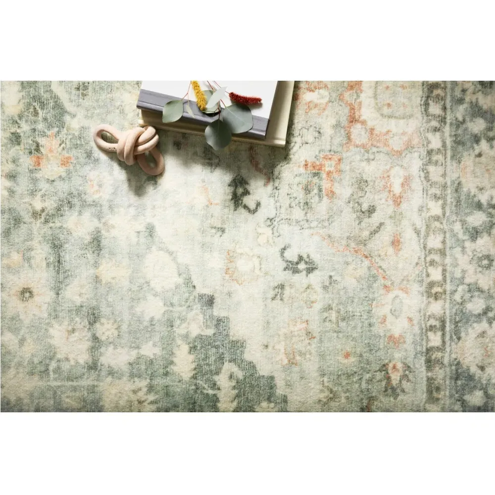 Jorvik Medallion Patterned Rug Sample - Green, Polyester