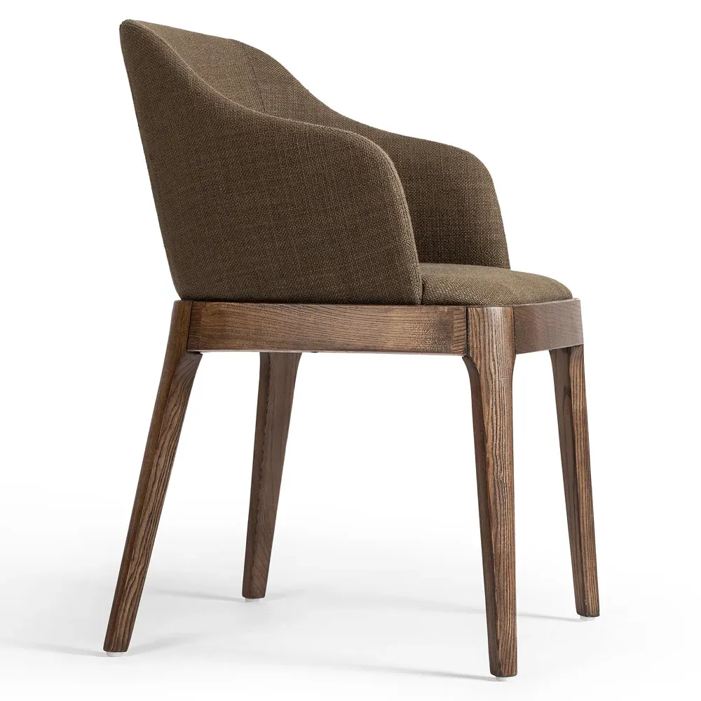 Jose Mid Century Dining Arm Chair - Brown, Ash Wood