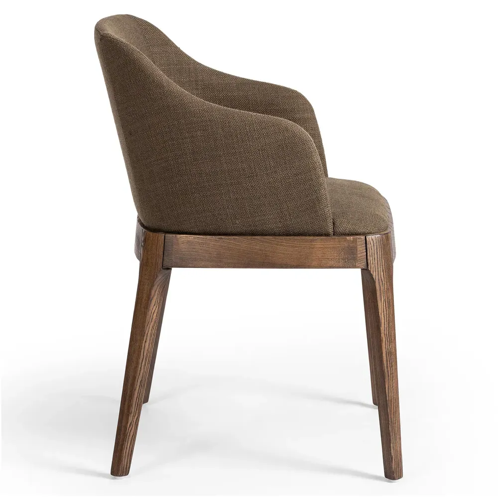 Jose Mid Century Dining Arm Chair - Brown, Ash Wood