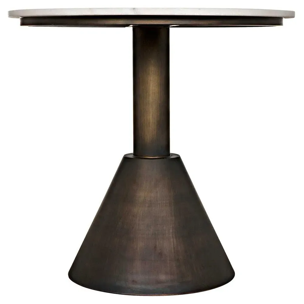 Josefa Round Side Table - White, Marble