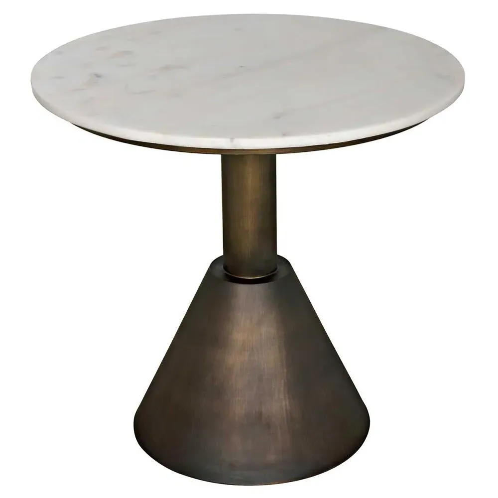 Josefa Round Side Table - White, Marble