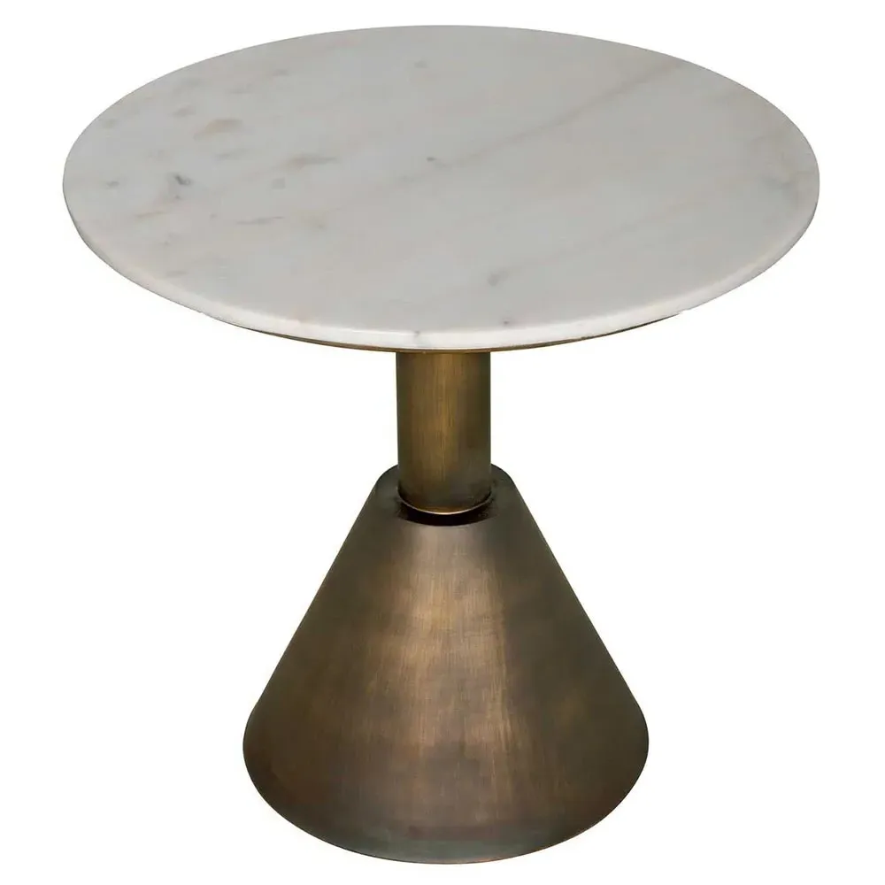 Josefa Round Side Table - White, Marble