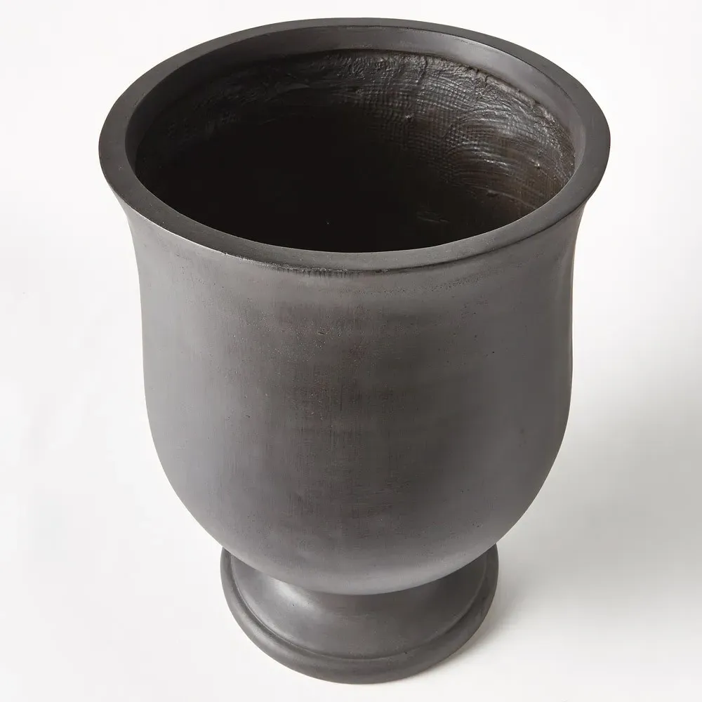 Joselle Round Footed Outdoor Planter - Black, Concrete