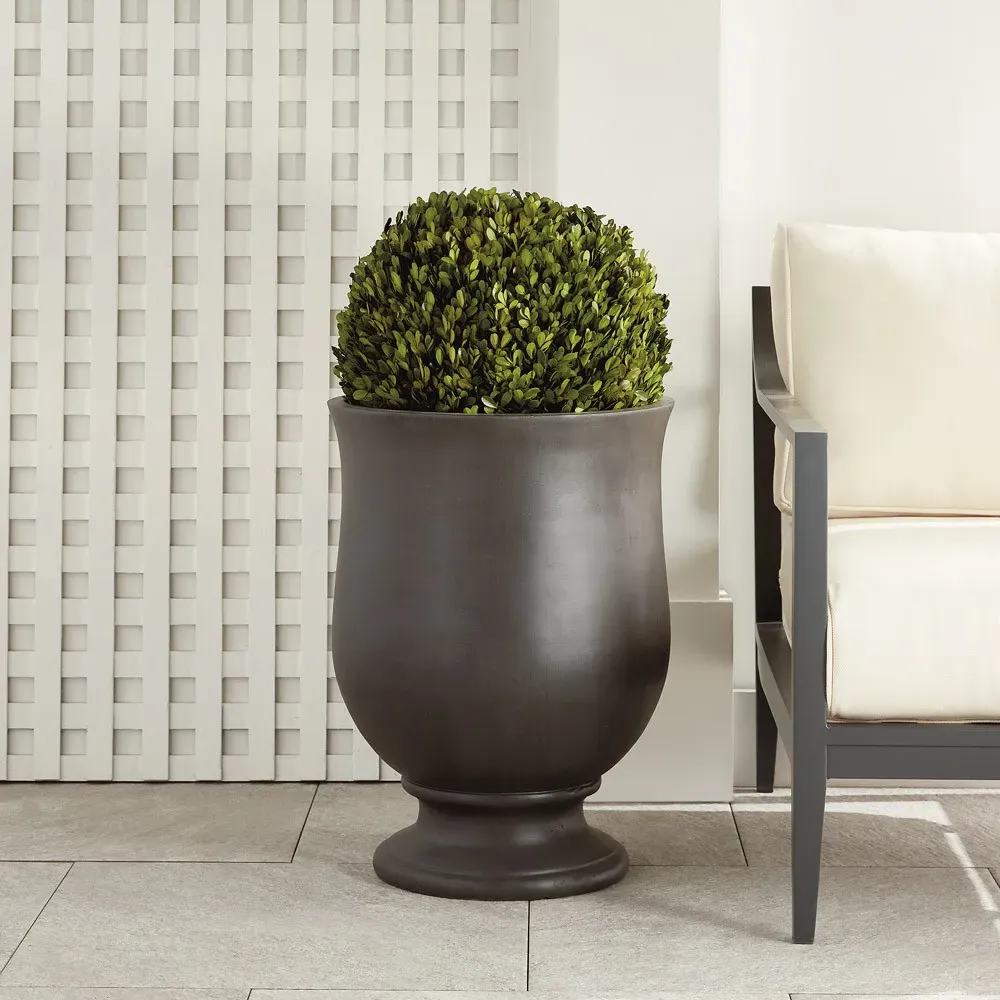 Joselle Round Footed Outdoor Planter - Black, Concrete
