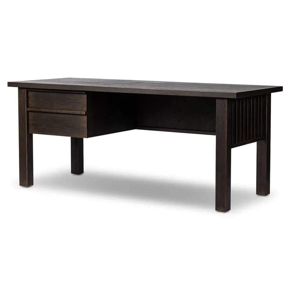 Joseph Rustic Lodge Desk - Dark Brown, Oak