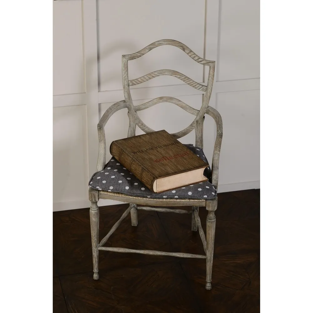 Joseph Woven Rush Dining Arm Chair - Grey, Oak