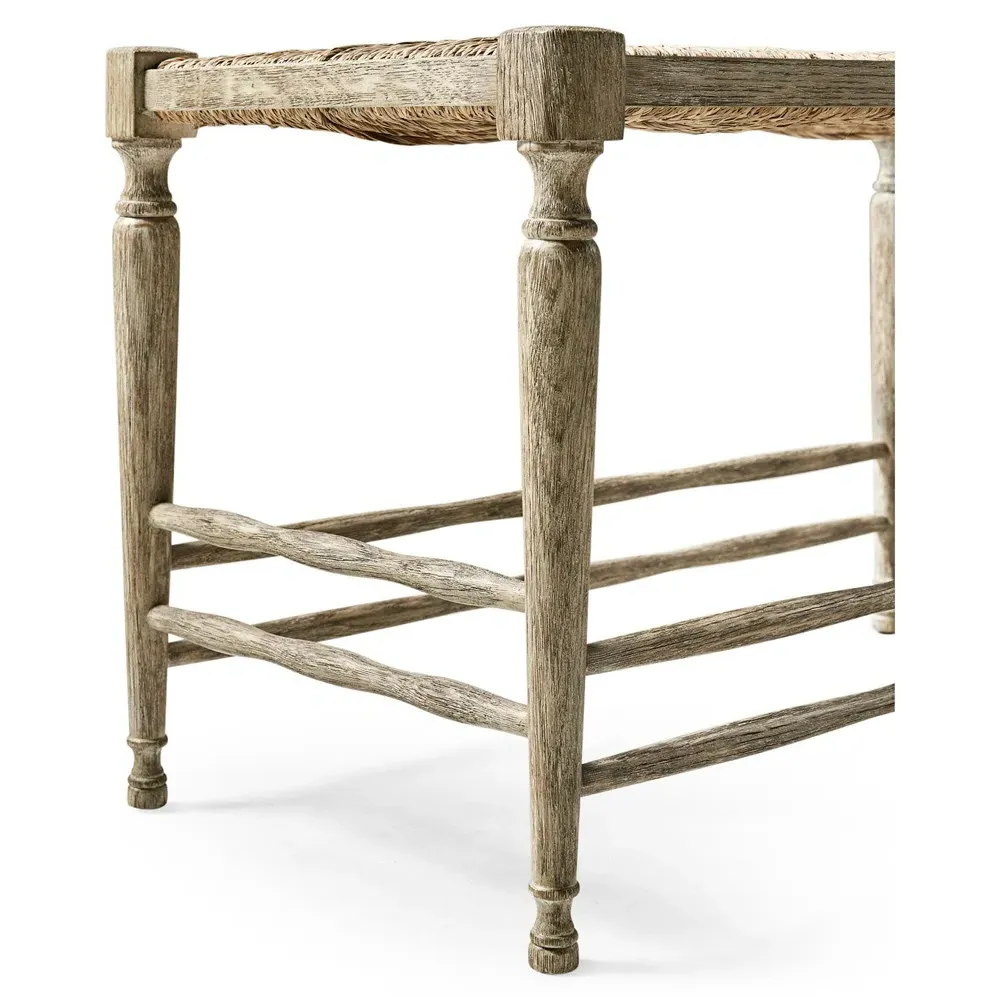 Joseph Woven Rush Dining Bench - Grey, Oak