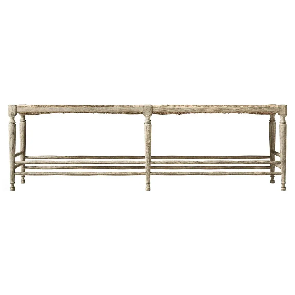 Joseph Woven Rush Dining Bench - Grey, Oak