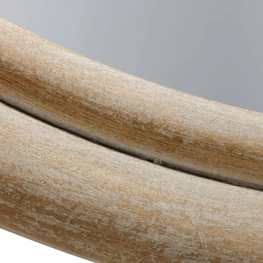 Josiah Round Wall Mirror - Brown, MDF Wood