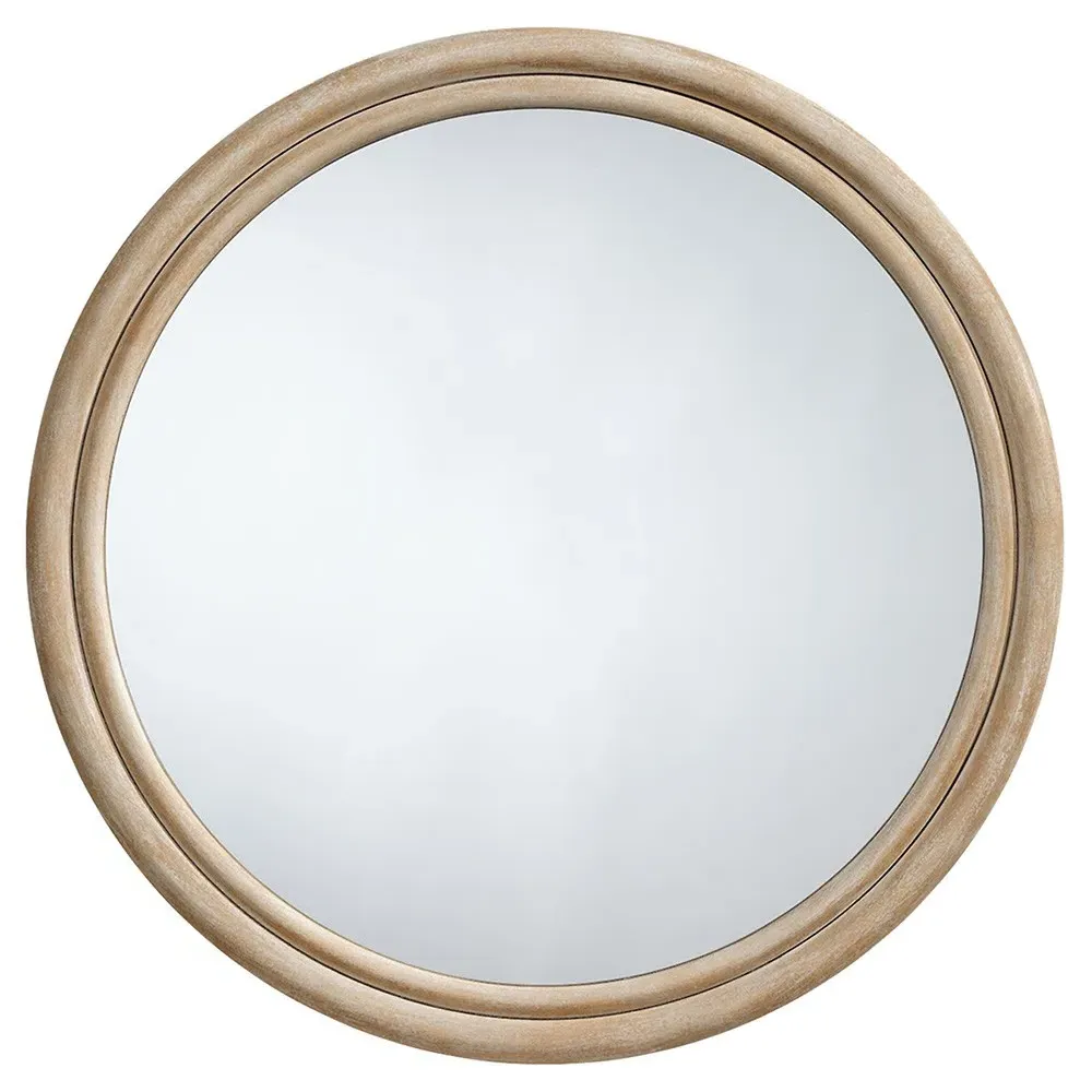 Josiah Round Wall Mirror - Brown, MDF Wood image