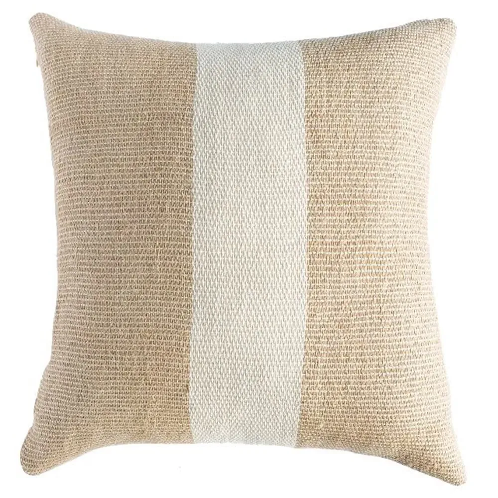 Josie Striped Handwoven Pillow Cover - Beige, Jute Cotton image