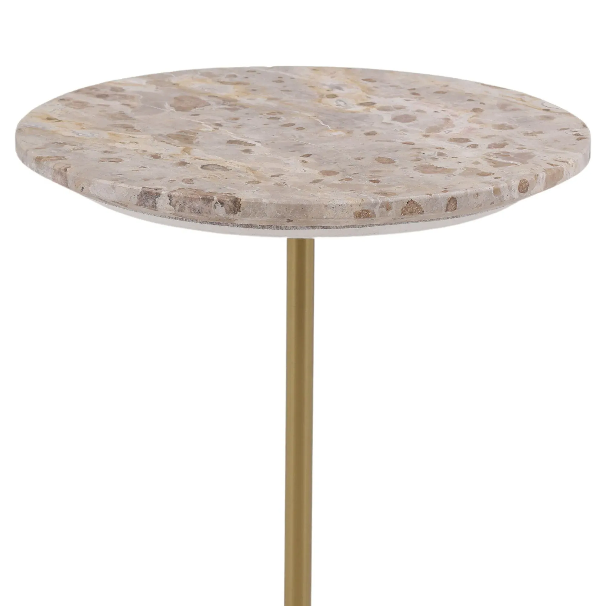 Josy Round Side Table - Beige, Marble