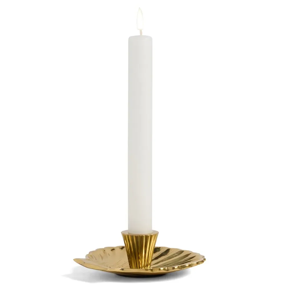 Jovie Clam Shell Candlestick Holder Set - Gold, Brass