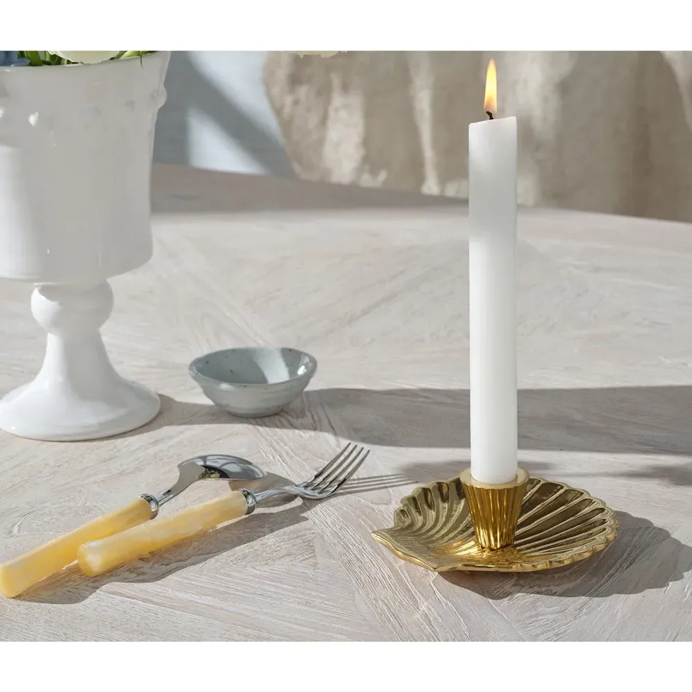 Jovie Clam Shell Candlestick Holder Set - Gold, Brass