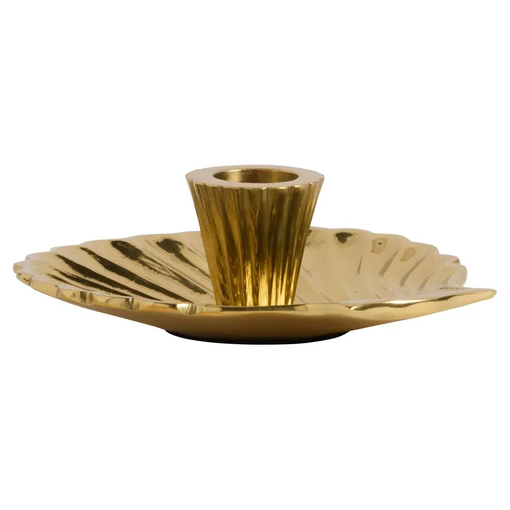 Jovie Clam Shell Candlestick Holder Set - Gold, Brass image