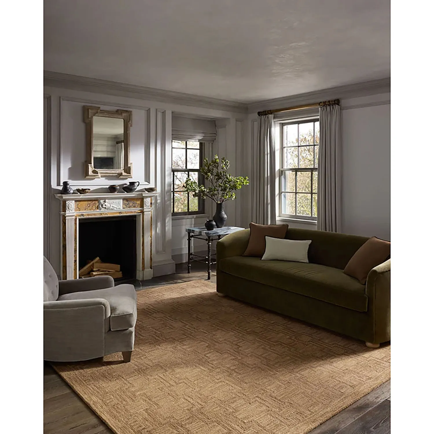 Jovie Textured Solid Rug Sample - Brown, Wool