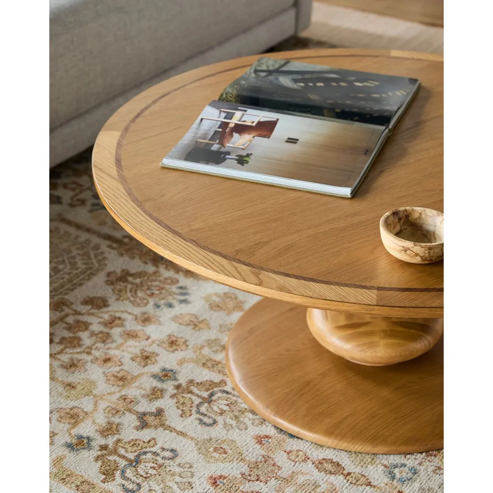 Jovita Round Coffee Table - Brown, Oak