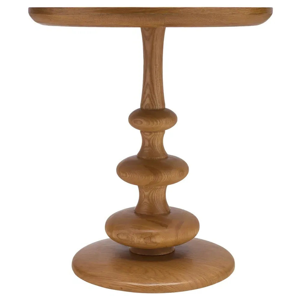 Jovita Round Pedestal Side Table - Brown, Oak