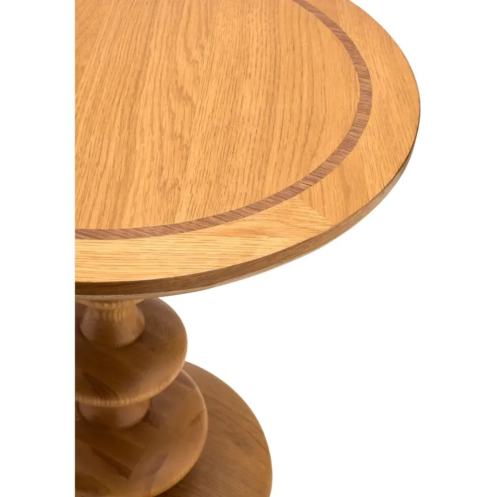 Jovita Round Pedestal Side Table - Brown, Oak