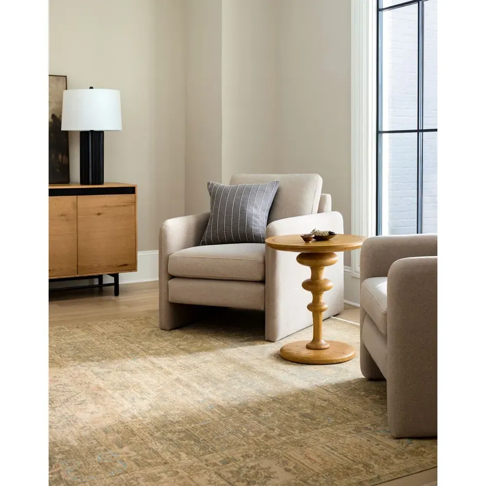 Jovita Round Pedestal Side Table - Brown, Oak