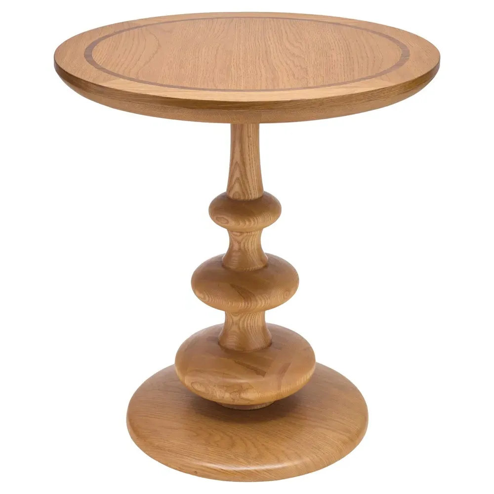 Jovita Round Pedestal Side Table - Brown, Oak image