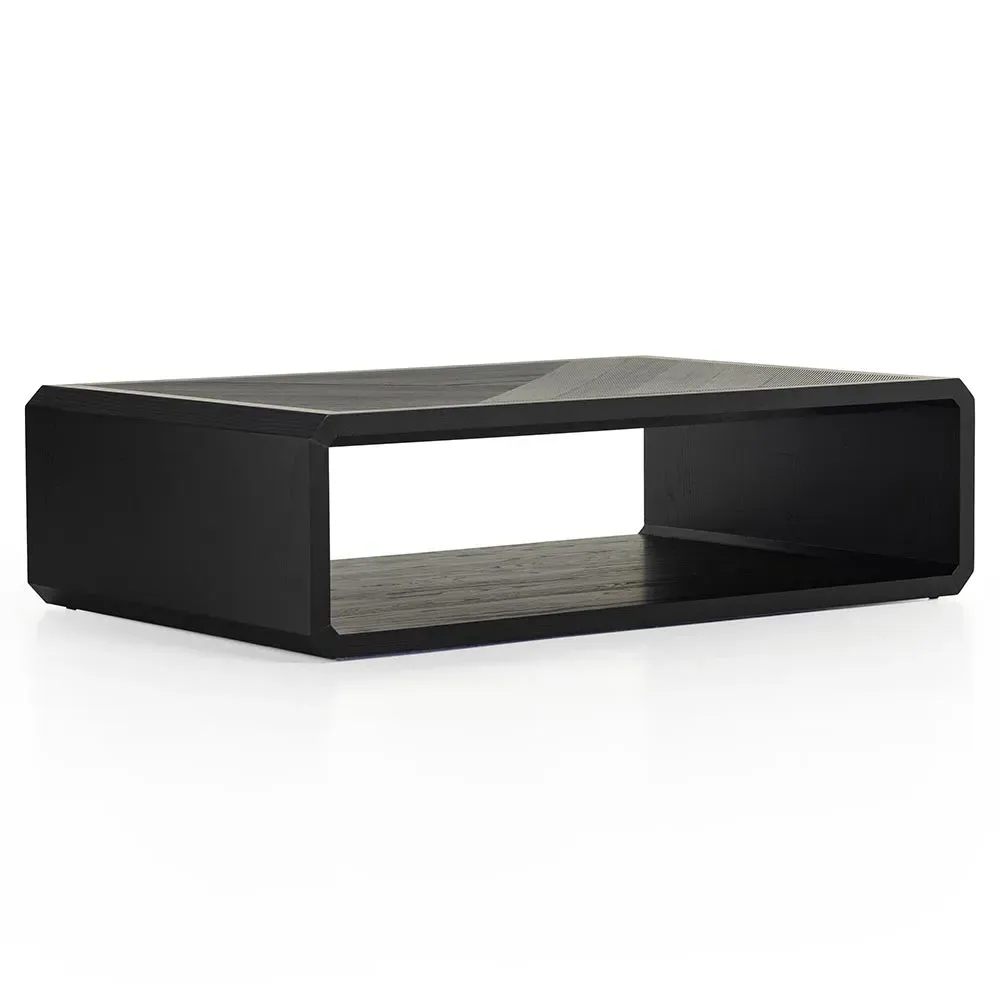 Joy Rectangular 2 Tier Coffee Table - Black, Ash Wood