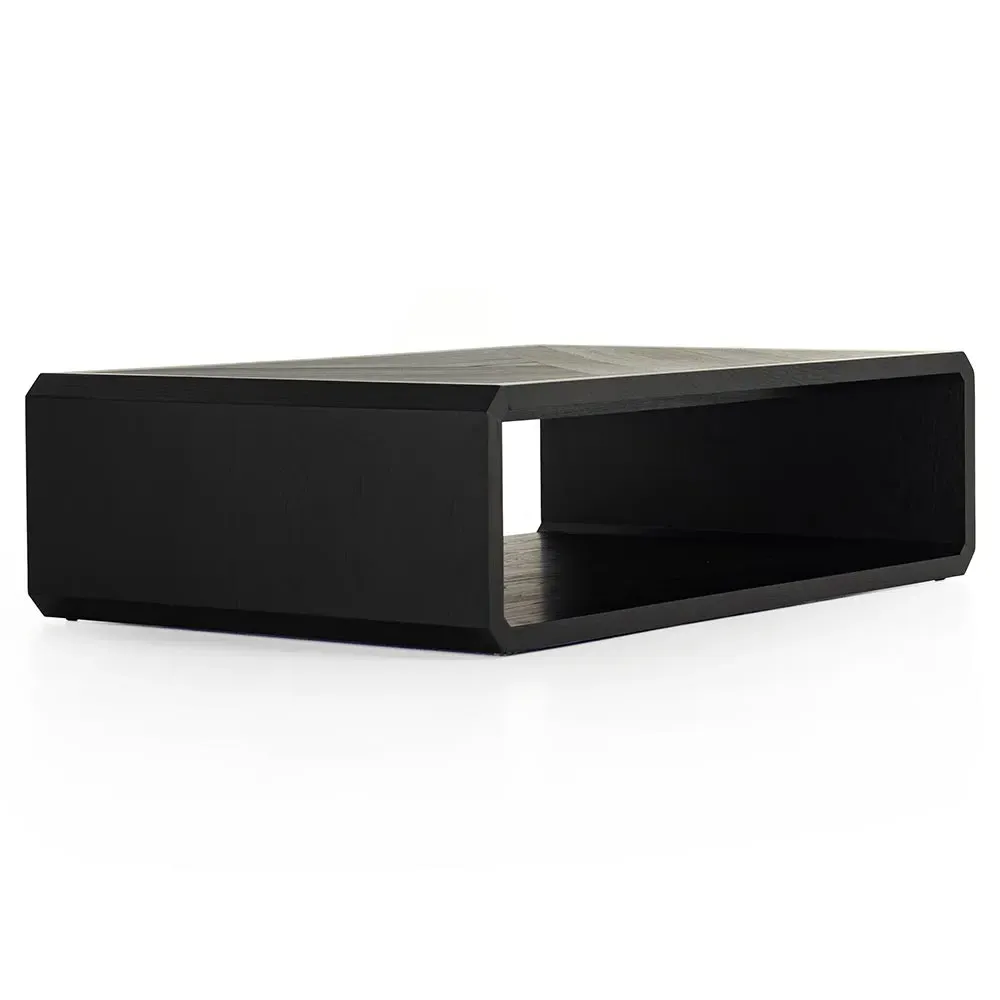 Joy Rectangular 2 Tier Coffee Table - Black, Ash Wood