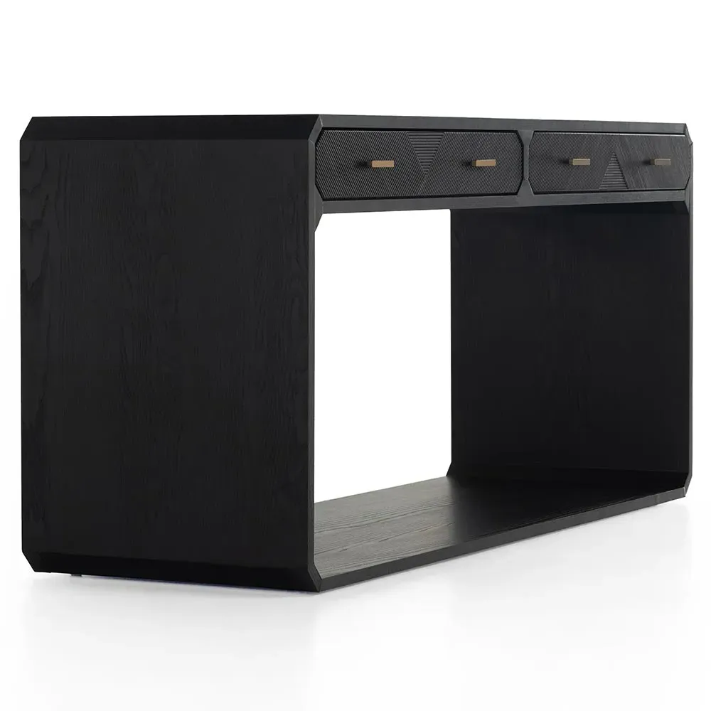 Joy Rectangular Console Table with 2 Drawers - Black, Ash Wood