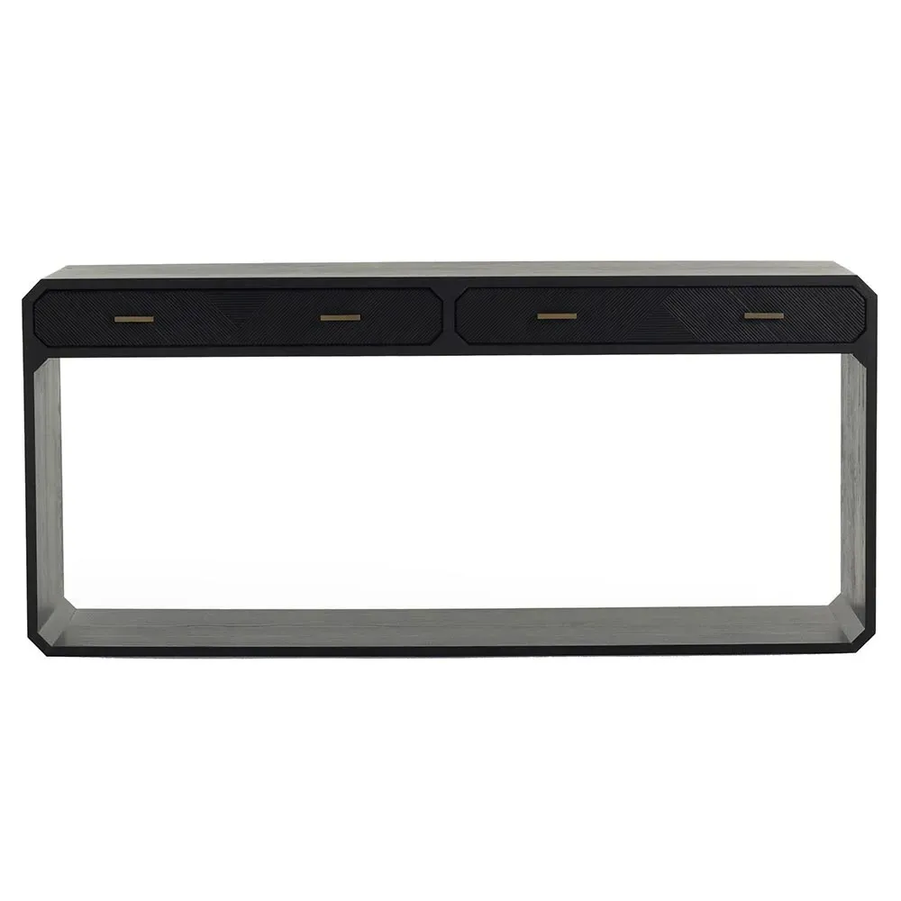 Joy Rectangular Console Table with 2 Drawers - Black, Ash Wood