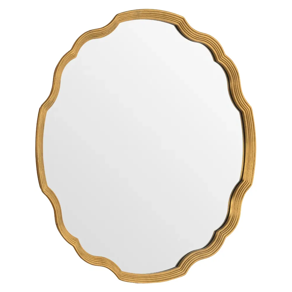 Joy Round Wall Mirror - Gold, Wood