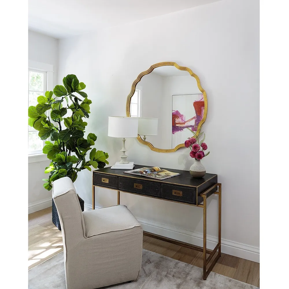 Joy Round Wall Mirror - Gold, Wood