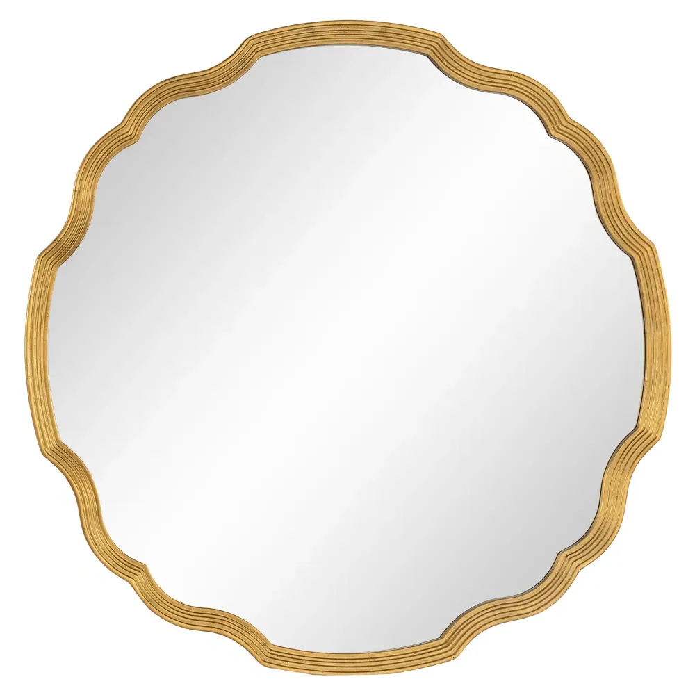 Joy Round Wall Mirror - Gold, Wood image