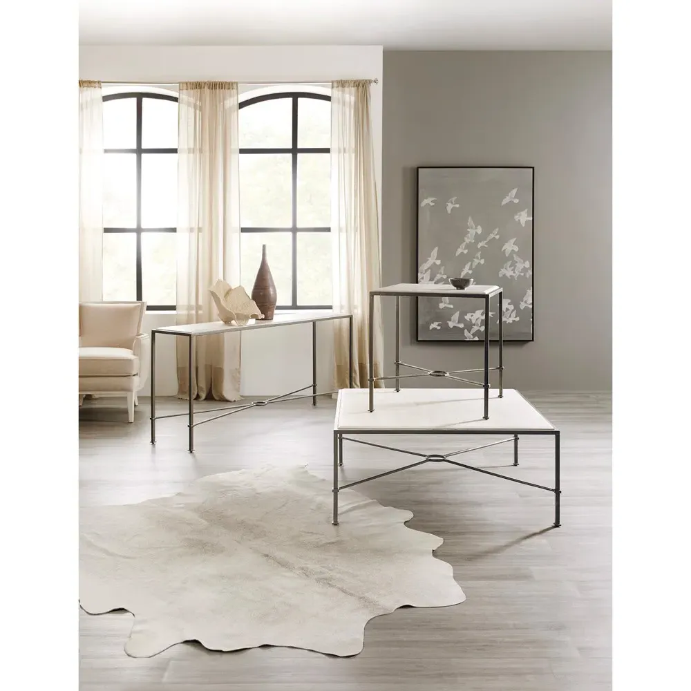 Judah Console Table - Cream Marble, Charcoal Metal