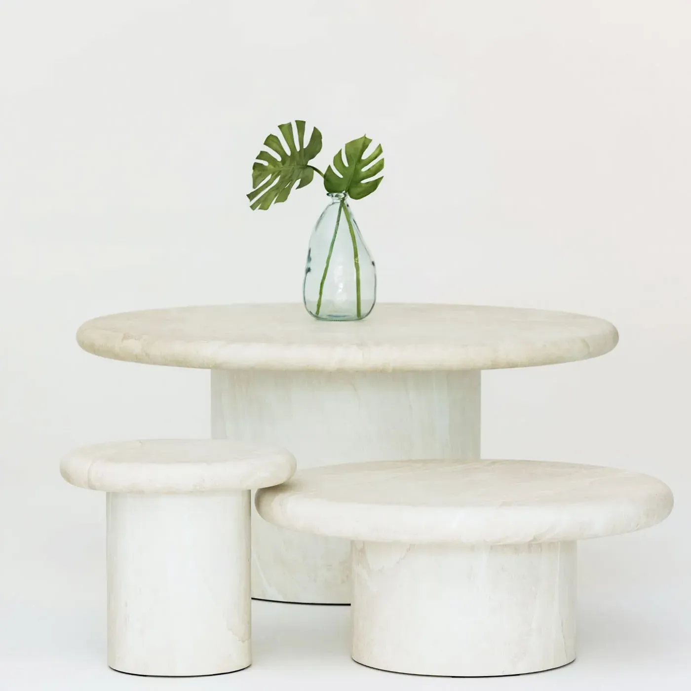 Jude Round Outdoor End Table - Beige, Concrete