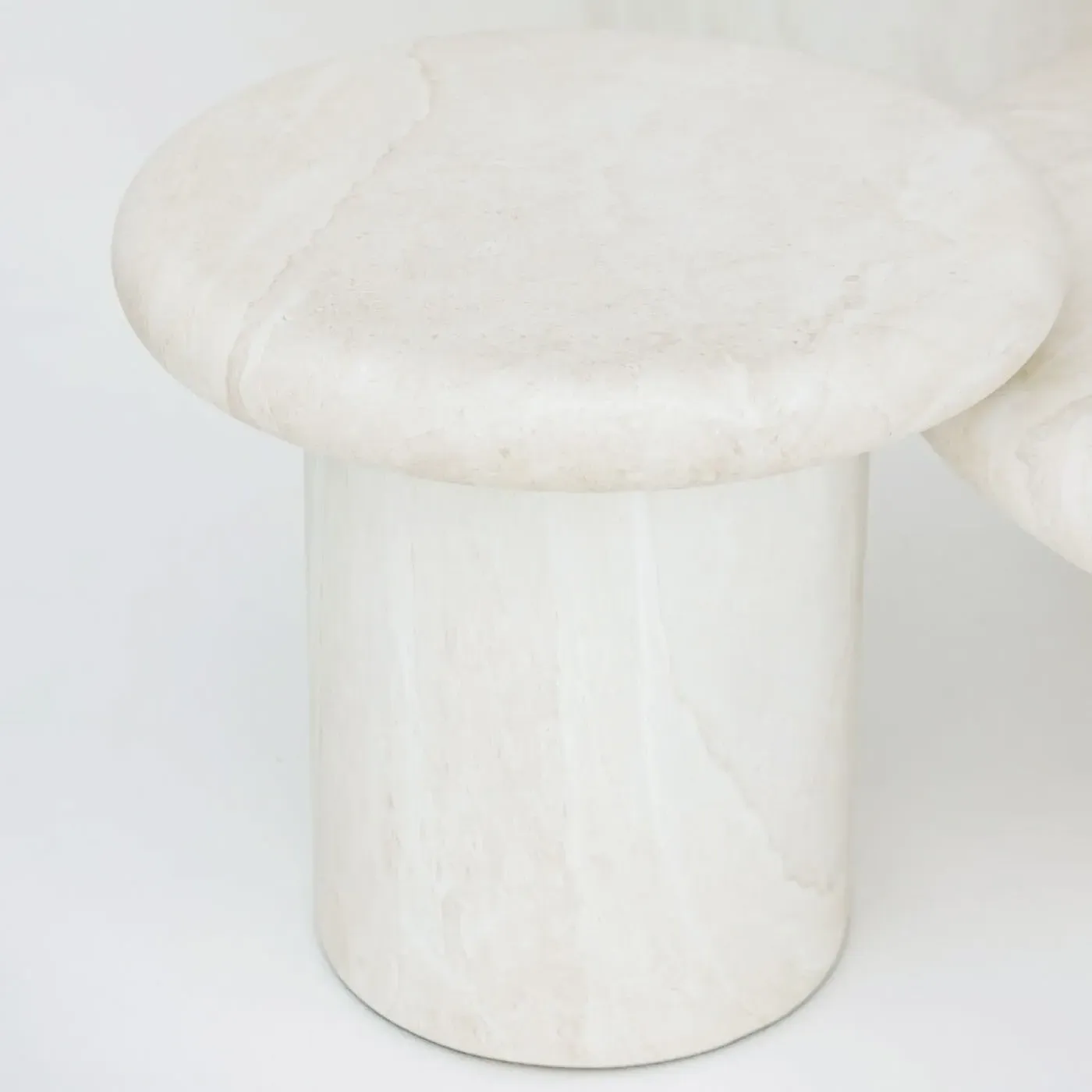 Jude Round Outdoor End Table - Beige, Concrete