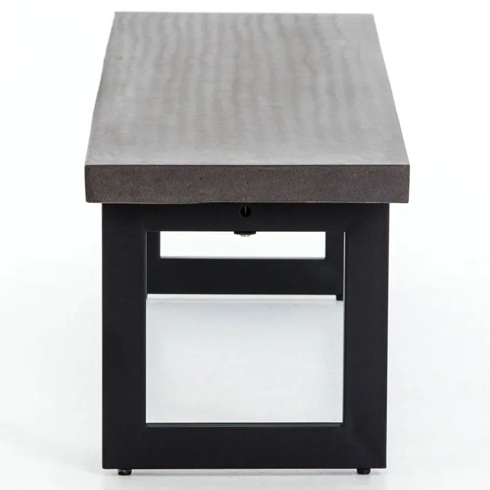 Judith Outdoor Dining Bench - Black, Lavastone