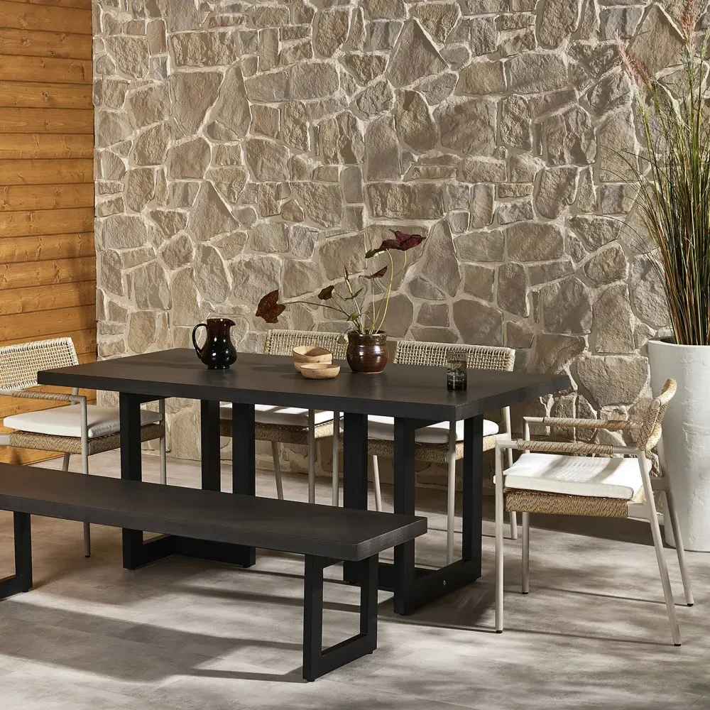 Judith Outdoor Dining Table - Black, Lavastone