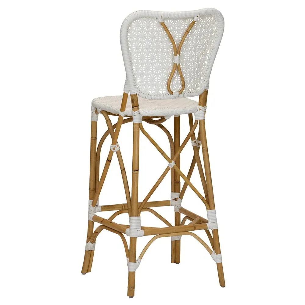 Judy Outdoor Bar Stool - White, Rattan