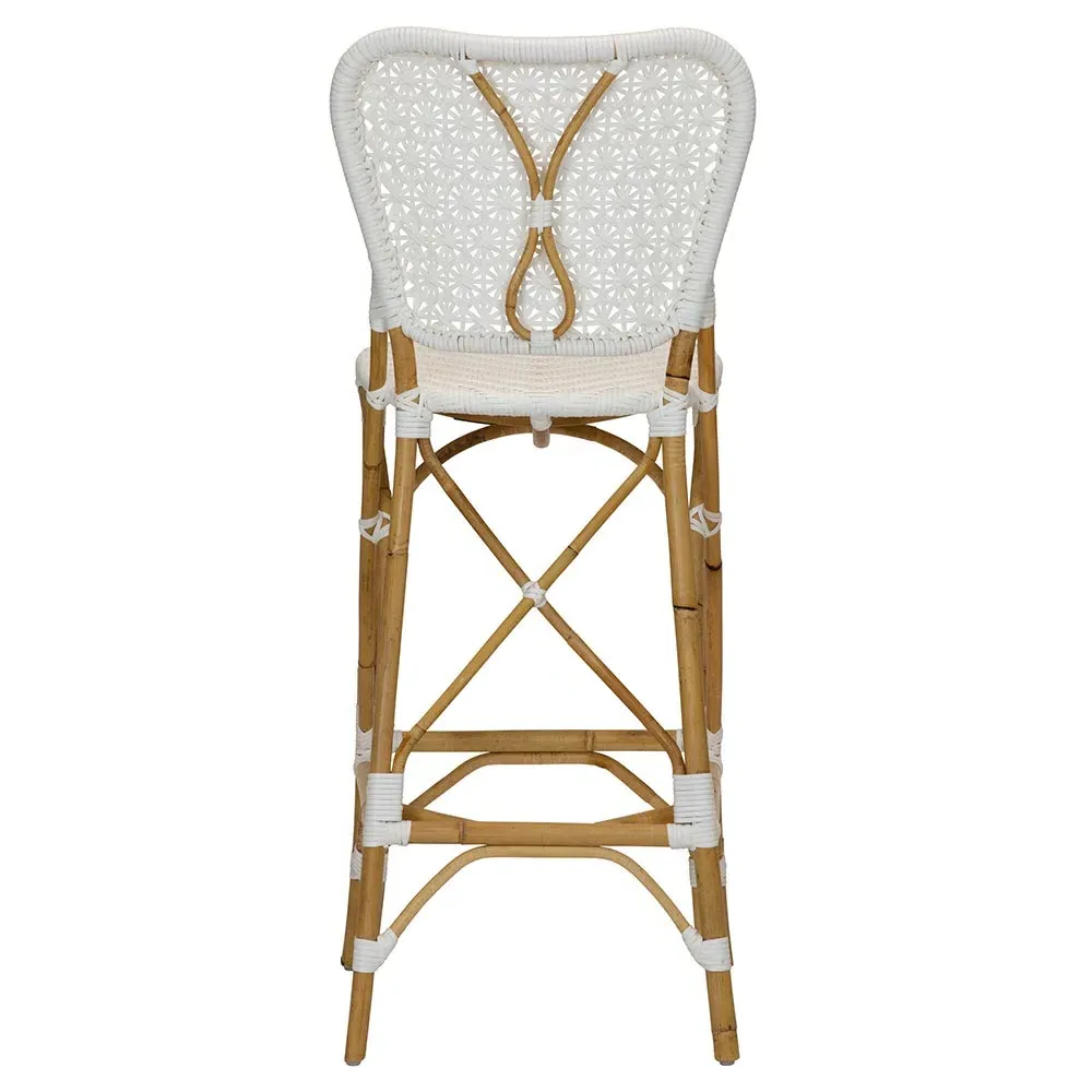 Judy Outdoor Bar Stool - White, Rattan