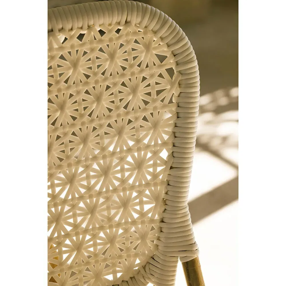 Judy Outdoor Bar Stool - White, Rattan