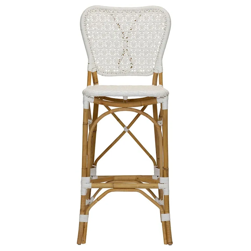 Judy Outdoor Bar Stool - White, Rattan image